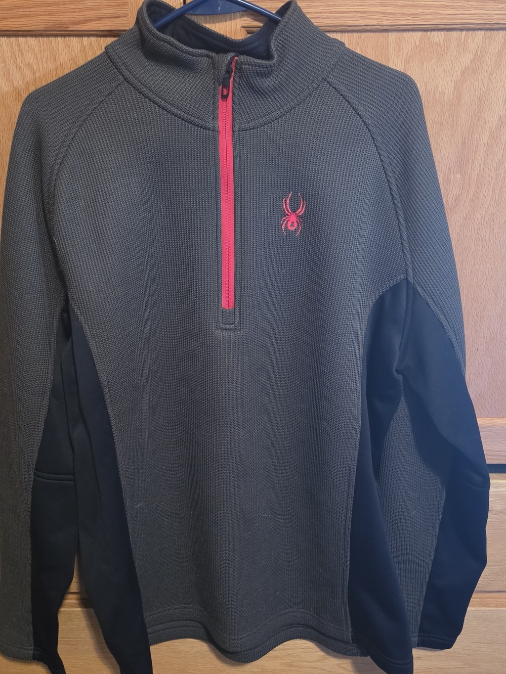 Spyder Olive Green Half-Zip Pullover with Red Accents
